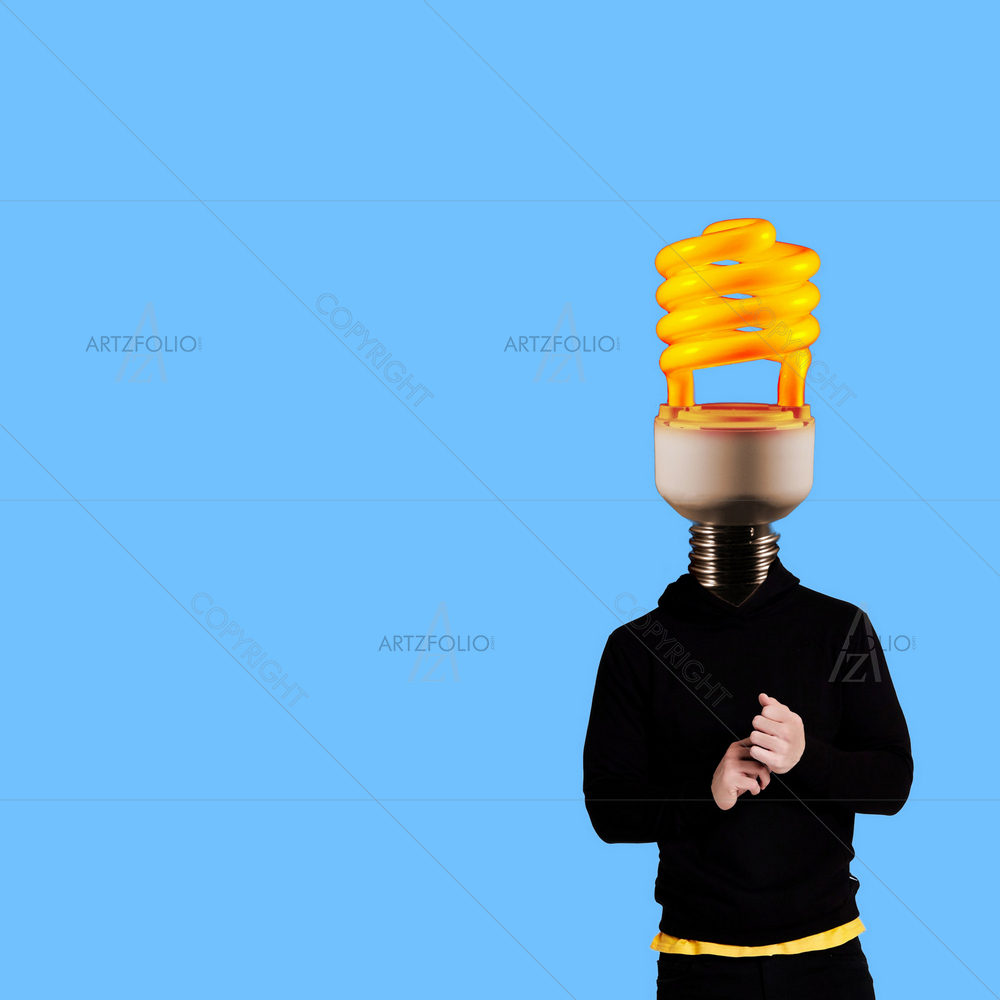 Man Wearing Hoodie with Lamp Head — custom-size art design 5013532