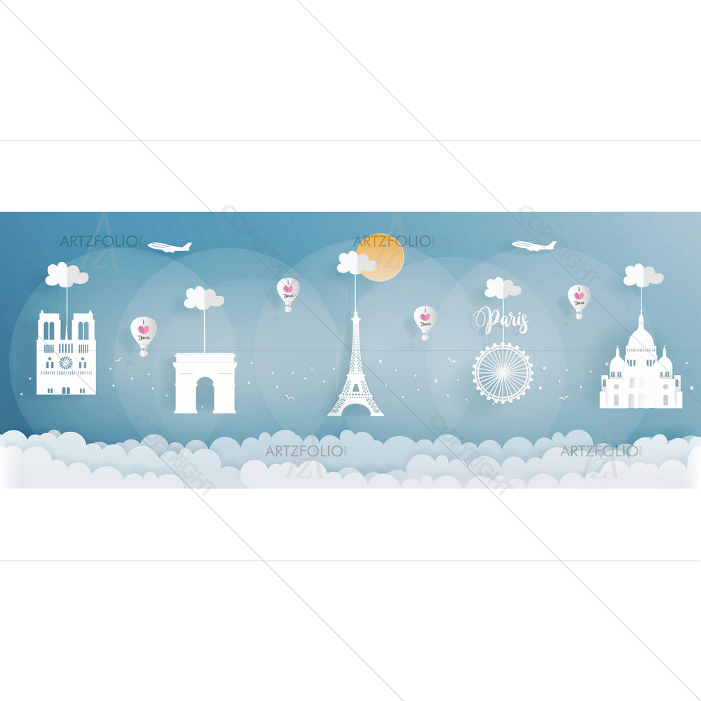 Paris Famous Landmarks D1 — custom-size art design 5013534