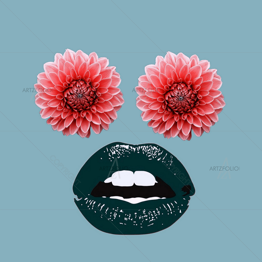 Flowers Eyes and Lips — custom-size art design 5013536