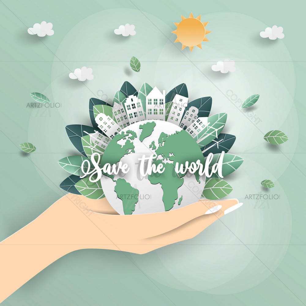 Hand Holding Earth — custom-size art design 5013545