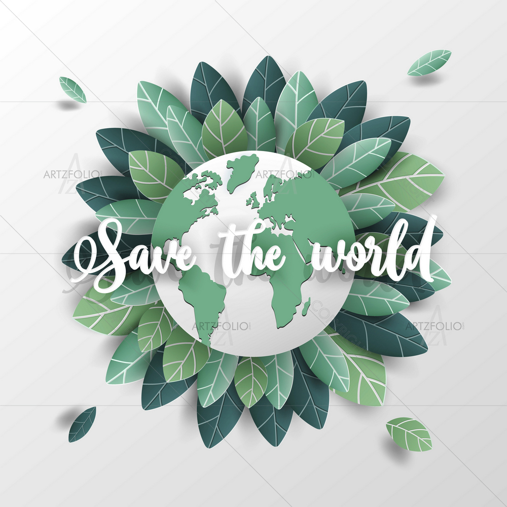 Green Leaves and City on Earth — Astronomy custom art by ArtzFolio