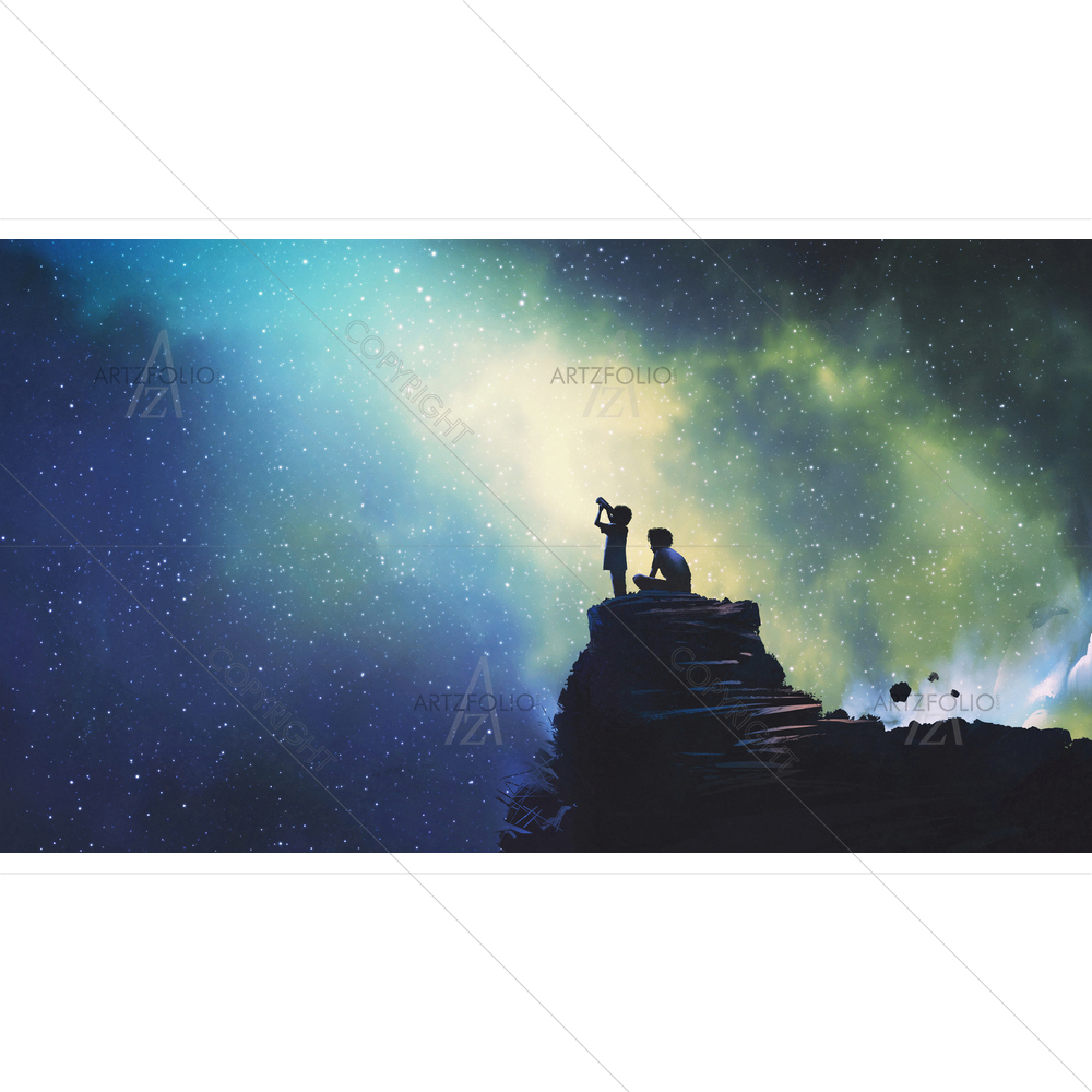 Two Brothers Outdoors at Night — custom-size art design 5013563