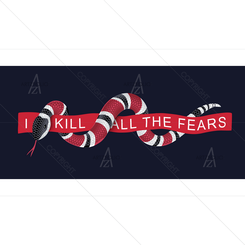 Snake Wraps around Ribbon with Text — Ancient custom art by ArtzFolio
