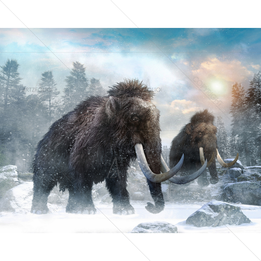 3D Mammoth Scene — Ancient custom art by ArtzFolio