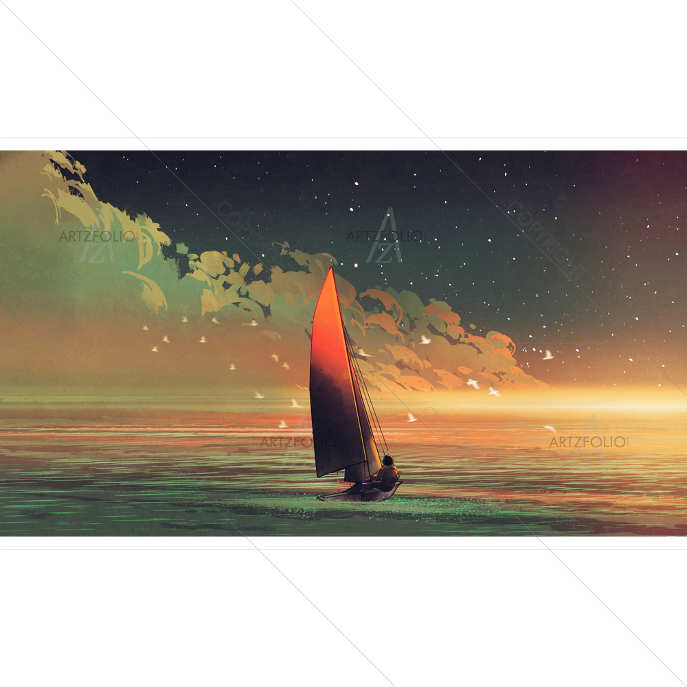 Sailboat In Sea D2 — Automobiles custom art by ArtzFolio