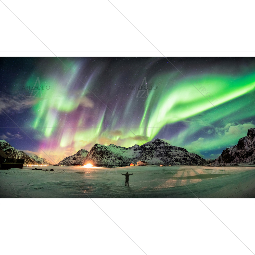 Aurora Borealis Over Mountain, Norway — Devotional custom art by ArtzFolio