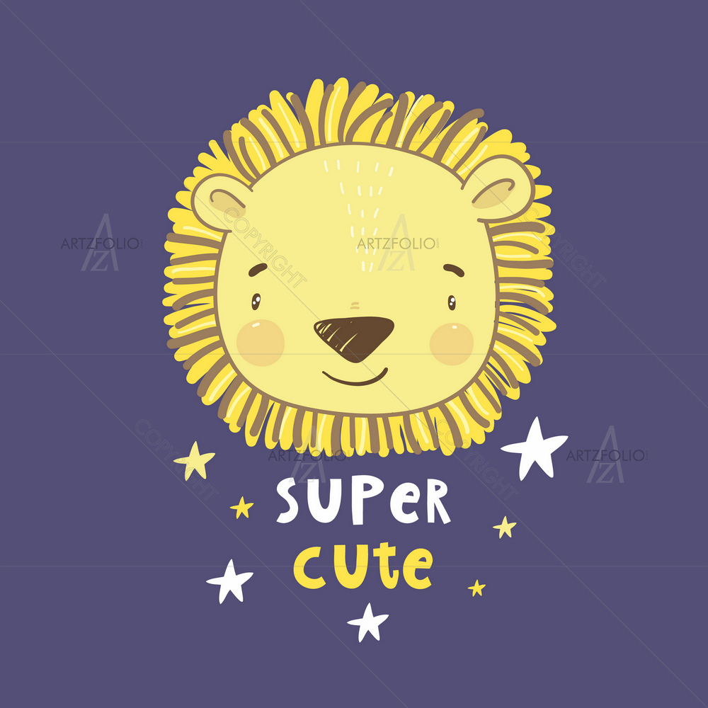 Hand-Drawn Lion face — custom-size art design 5013617