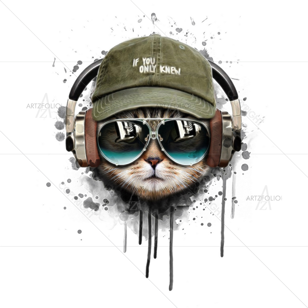 Cat Listening Music — custom-size art design 5013628