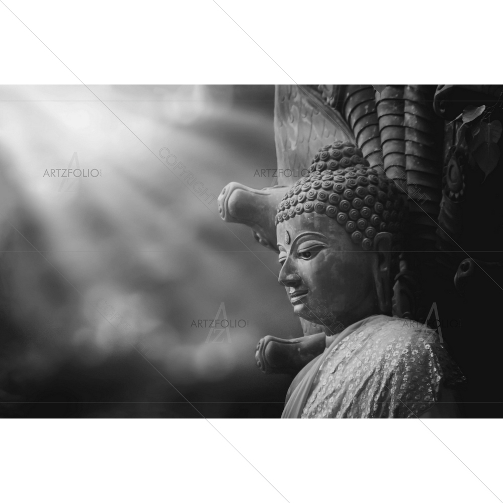 Monochrome Lord Buddha — Devotional custom art by ArtzFolio