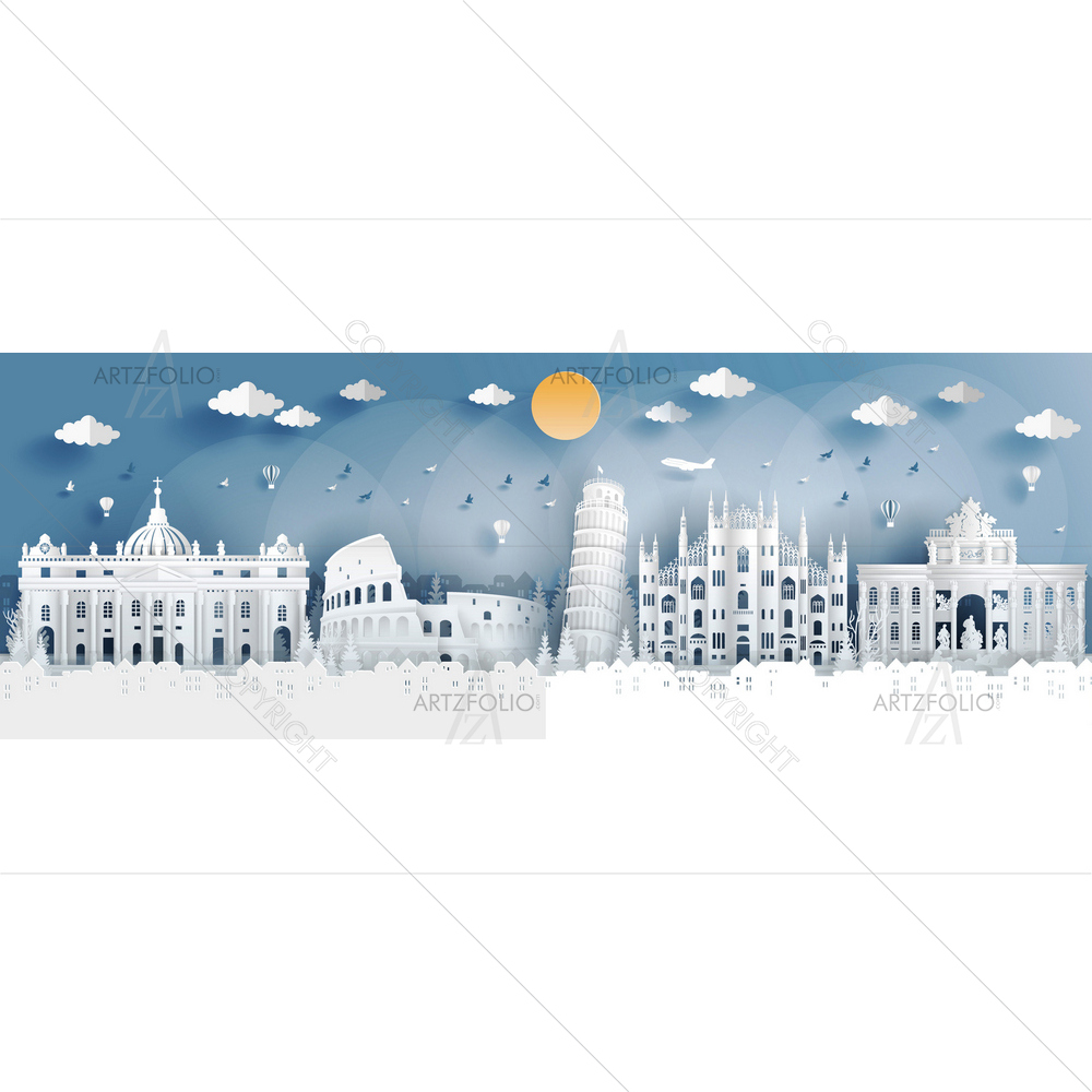 Italy's Famous Landmarks — custom-size art design 5013645