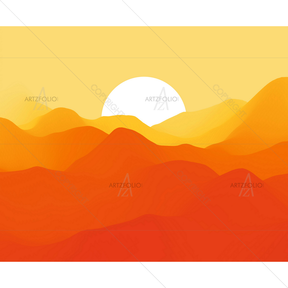 Sunset Mountainous Terrain D1 — custom-size art design 5013647