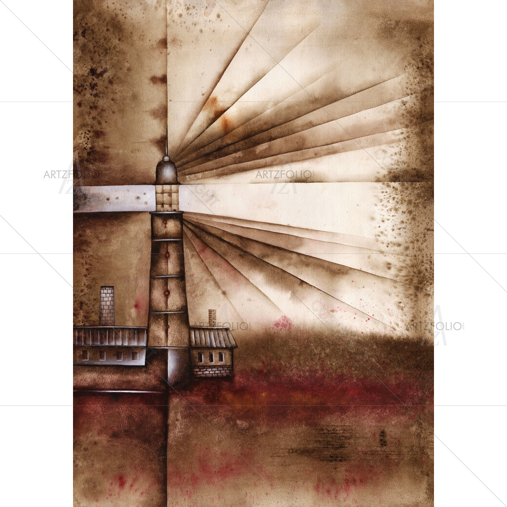 Light House — Watercolour Brown custom art by ArtzFolio