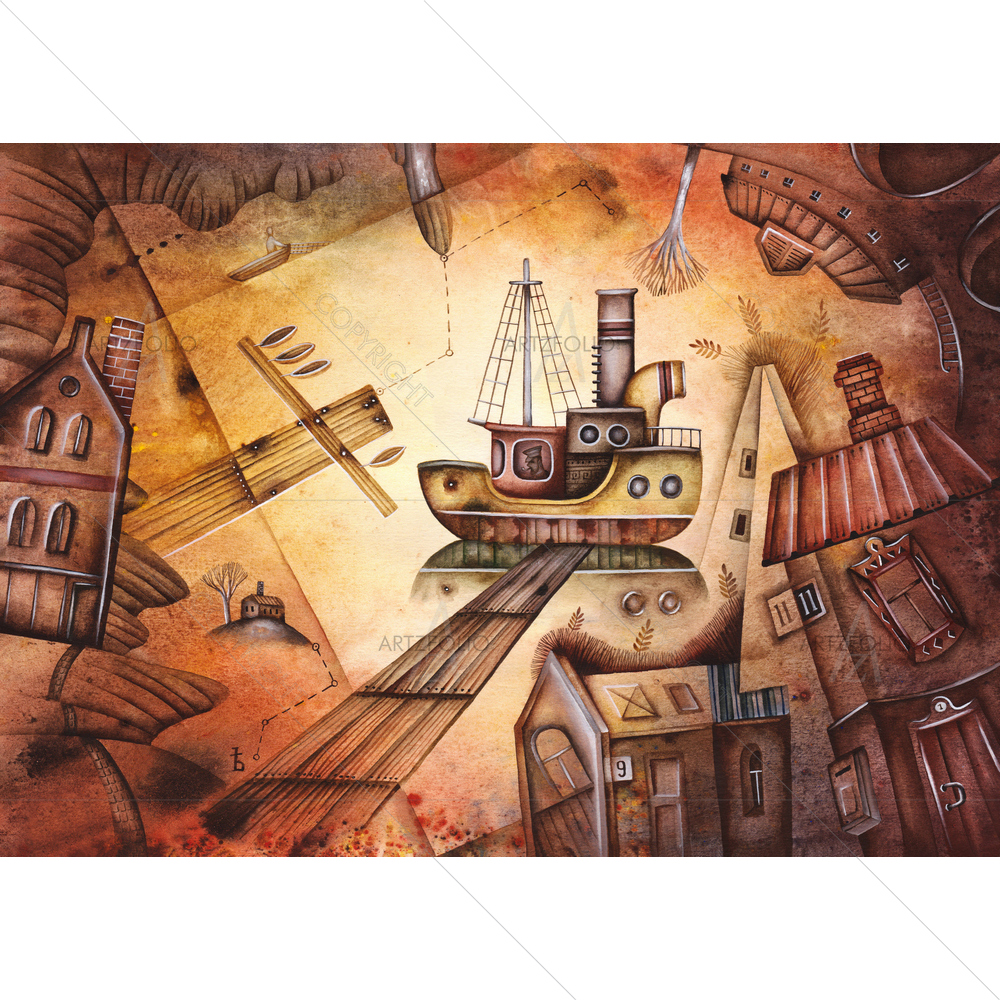 Brown Coastal — custom-size art design 5013660