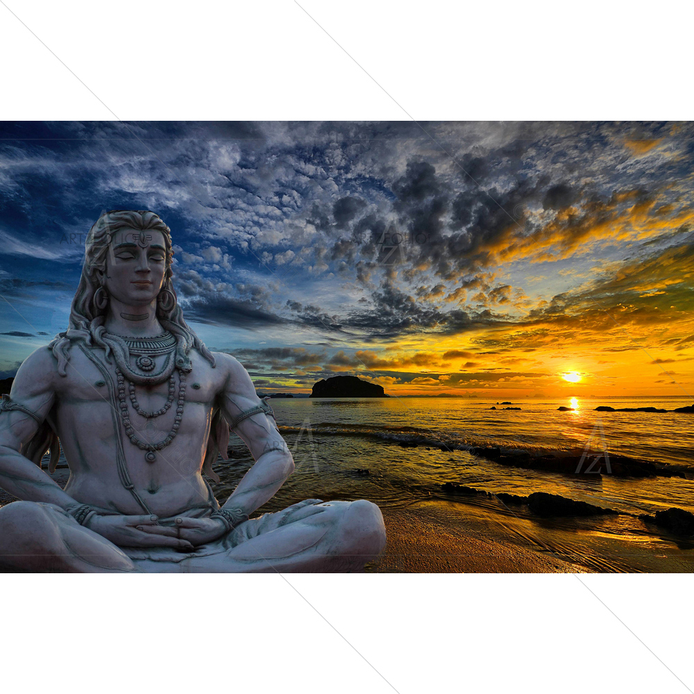 Hindu God Shiva in Rishikesh, India D3 — Devotional custom art by ArtzFolio