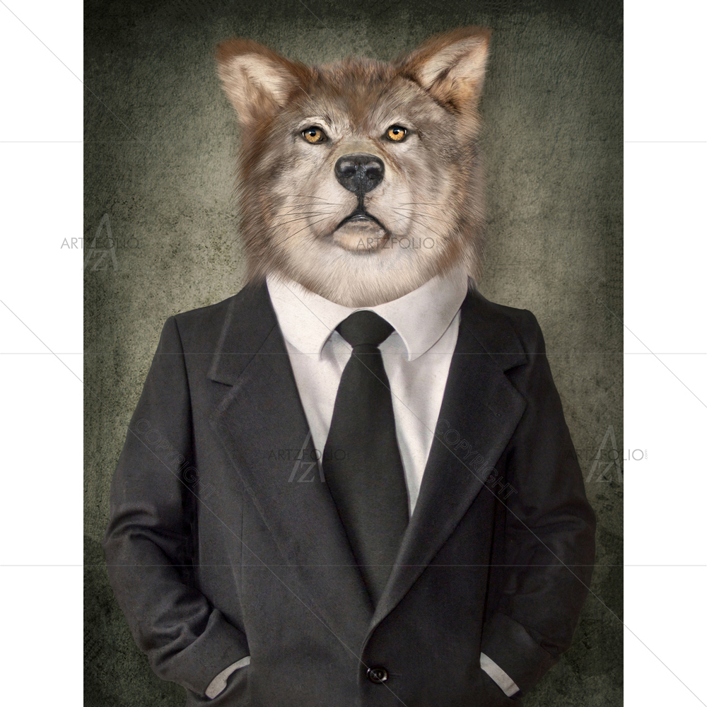 Wolf in Suit — Ancient custom art by ArtzFolio