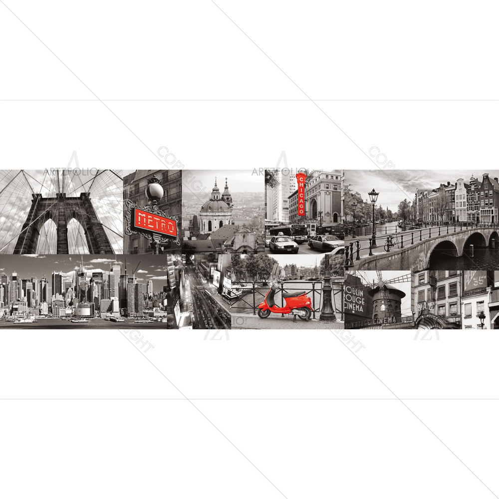 Black & White City — custom-size art design 5013684