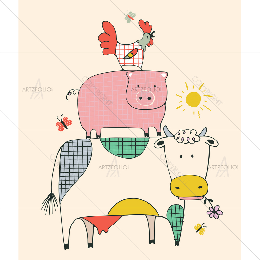 Farm Animals D2 — Ancient custom art by ArtzFolio