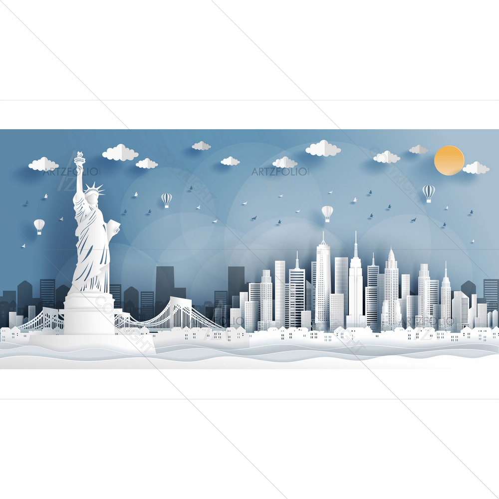 New York City Famous Landmarks D2 — custom-size art design 5013692