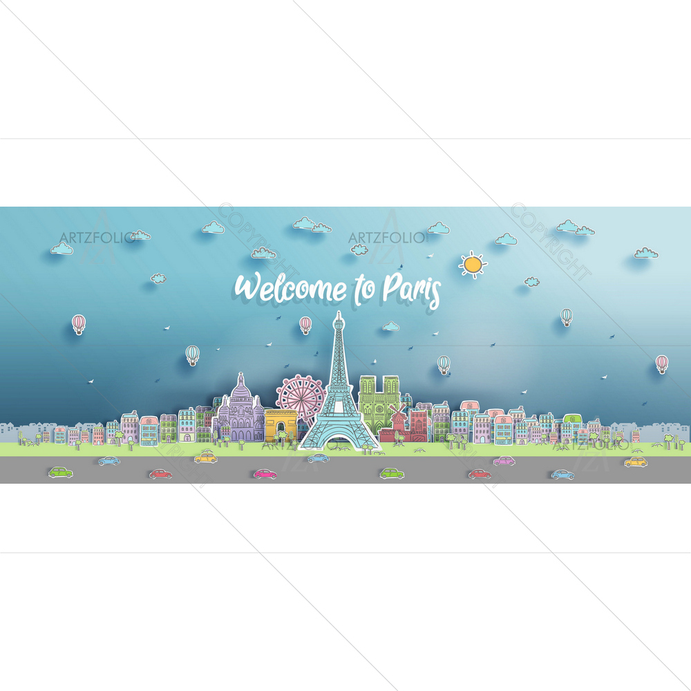 Paris Famous Landmarks D3 — custom-size art design 5013704