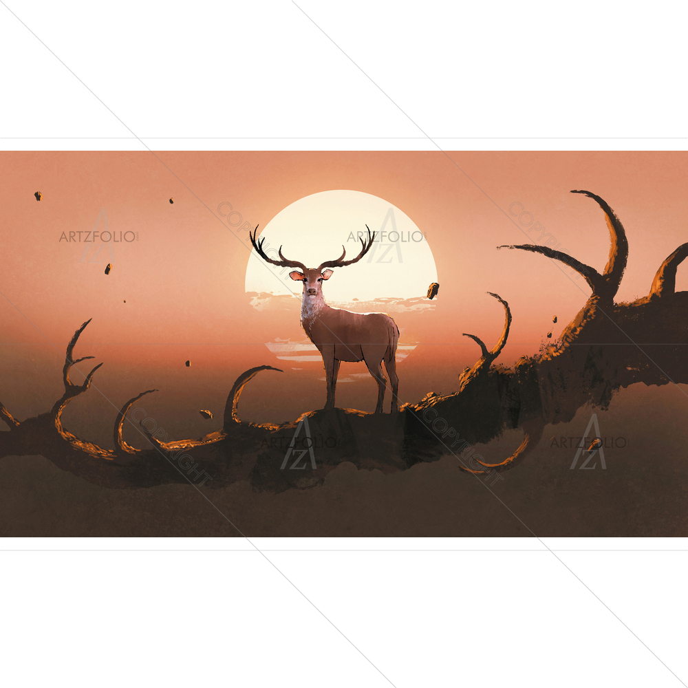 Deer Standing on Branch — Animals custom art by ArtzFolio