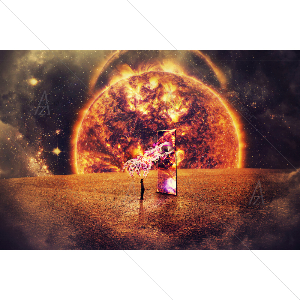 Girl Silhouette in Front of Mirror Door — custom-size art design 5013715