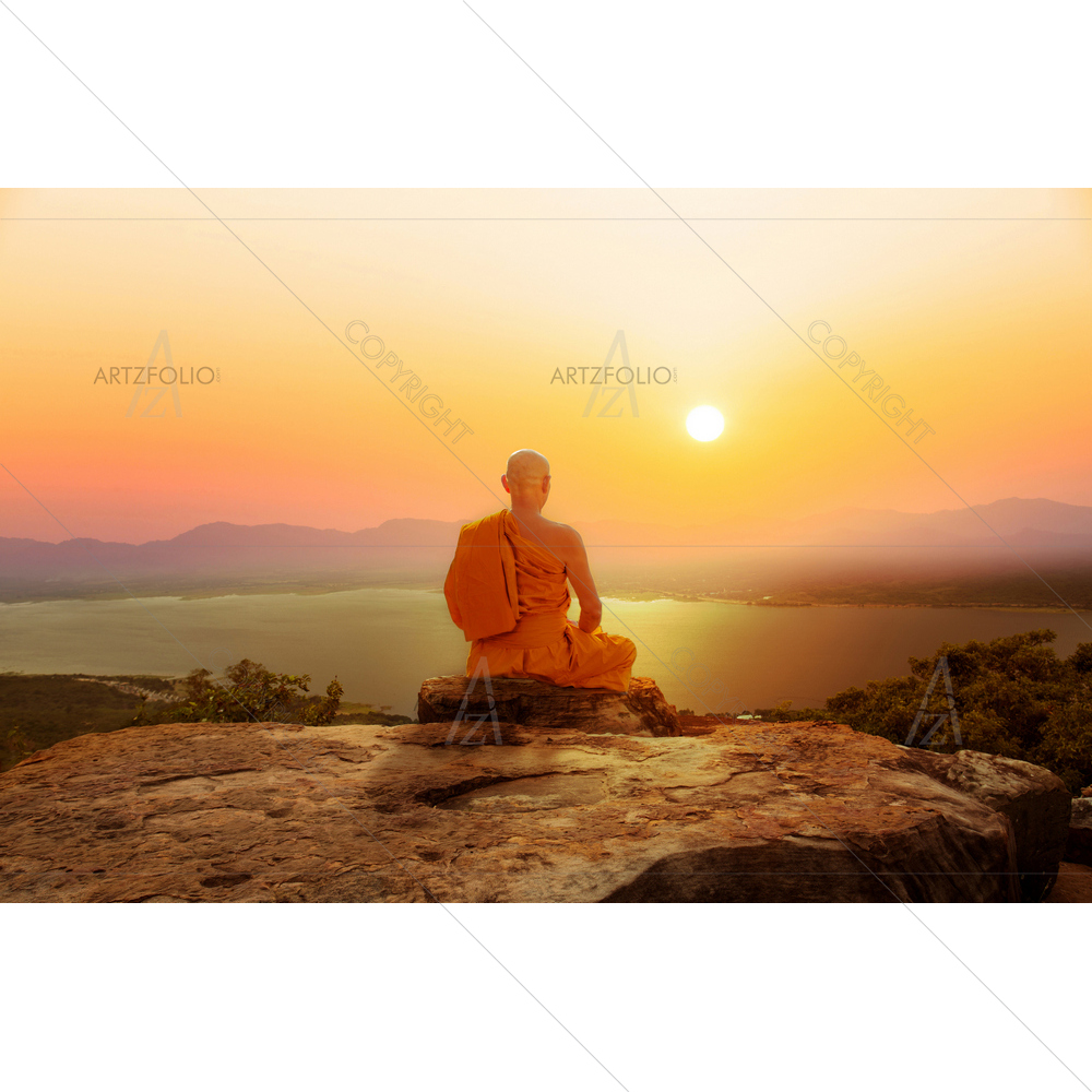 Buddhist Monk in Meditation — custom-size art design 5013717