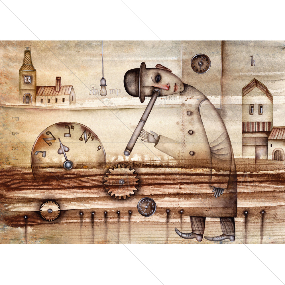 Man & Clock — Cubism custom art by ArtzFolio