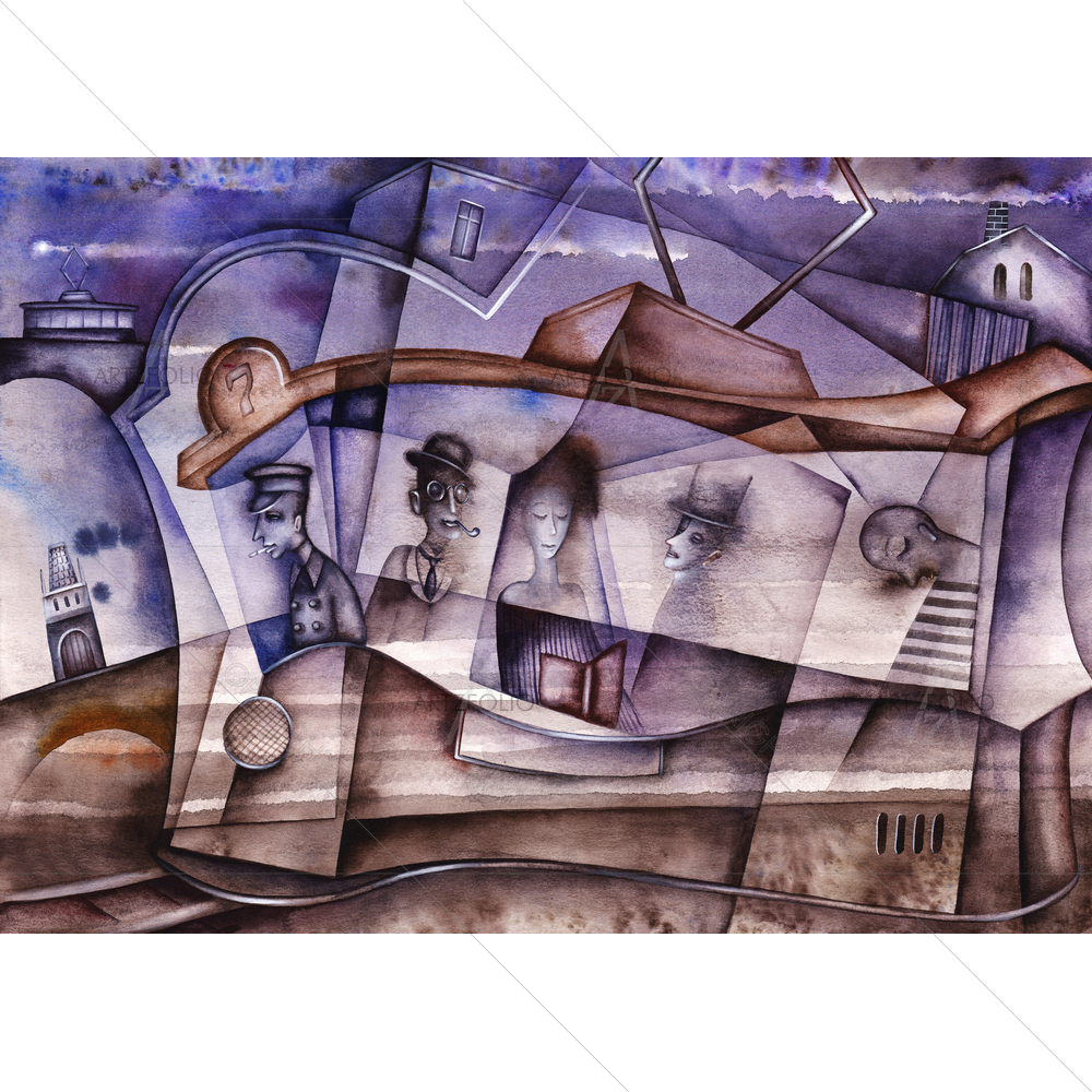 Old Tram in City — custom-size art design 5013727
