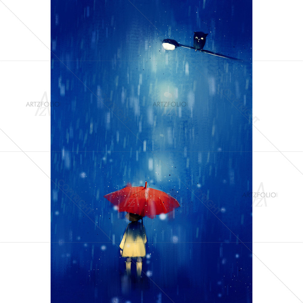 Girl with Red Umbrella — Abstract custom art by ArtzFolio