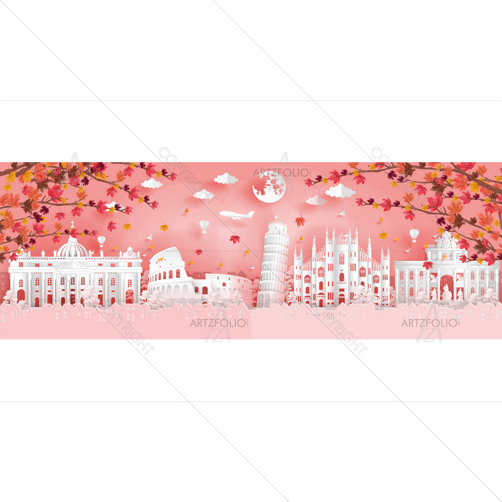 Italy Famous Landmarks D2 — custom-size art design 5013739