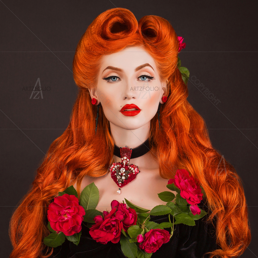 Gothic Queen with Red Lips — Asian custom art by ArtzFolio