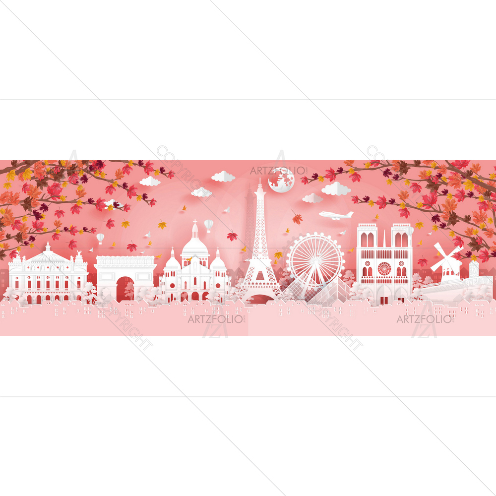 Paris Famous Landmarks D4 — custom-size art design 5013746