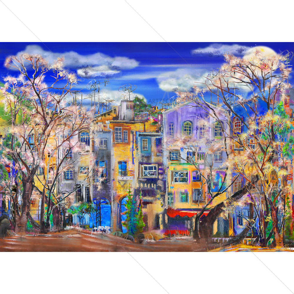 Morning Street in Town — Architecture custom art by ArtzFolio