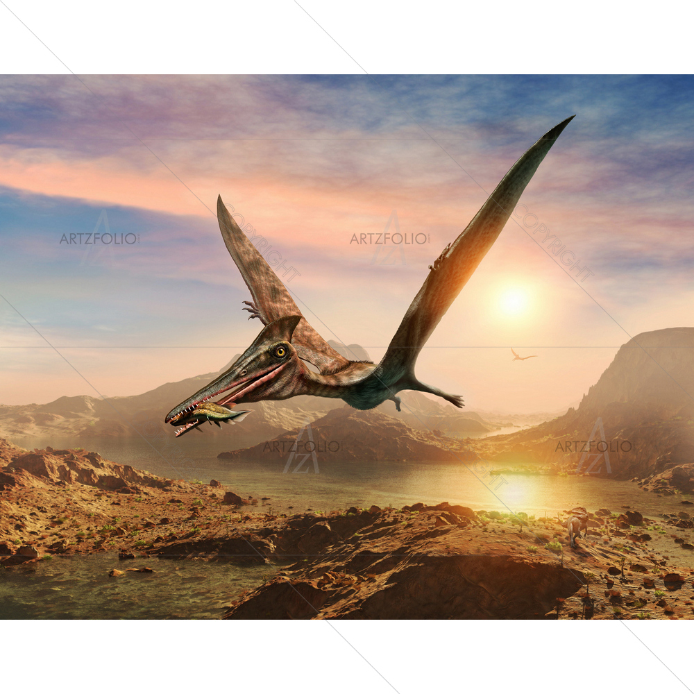 3D Pterosaur Scene — Ancient custom art by ArtzFolio