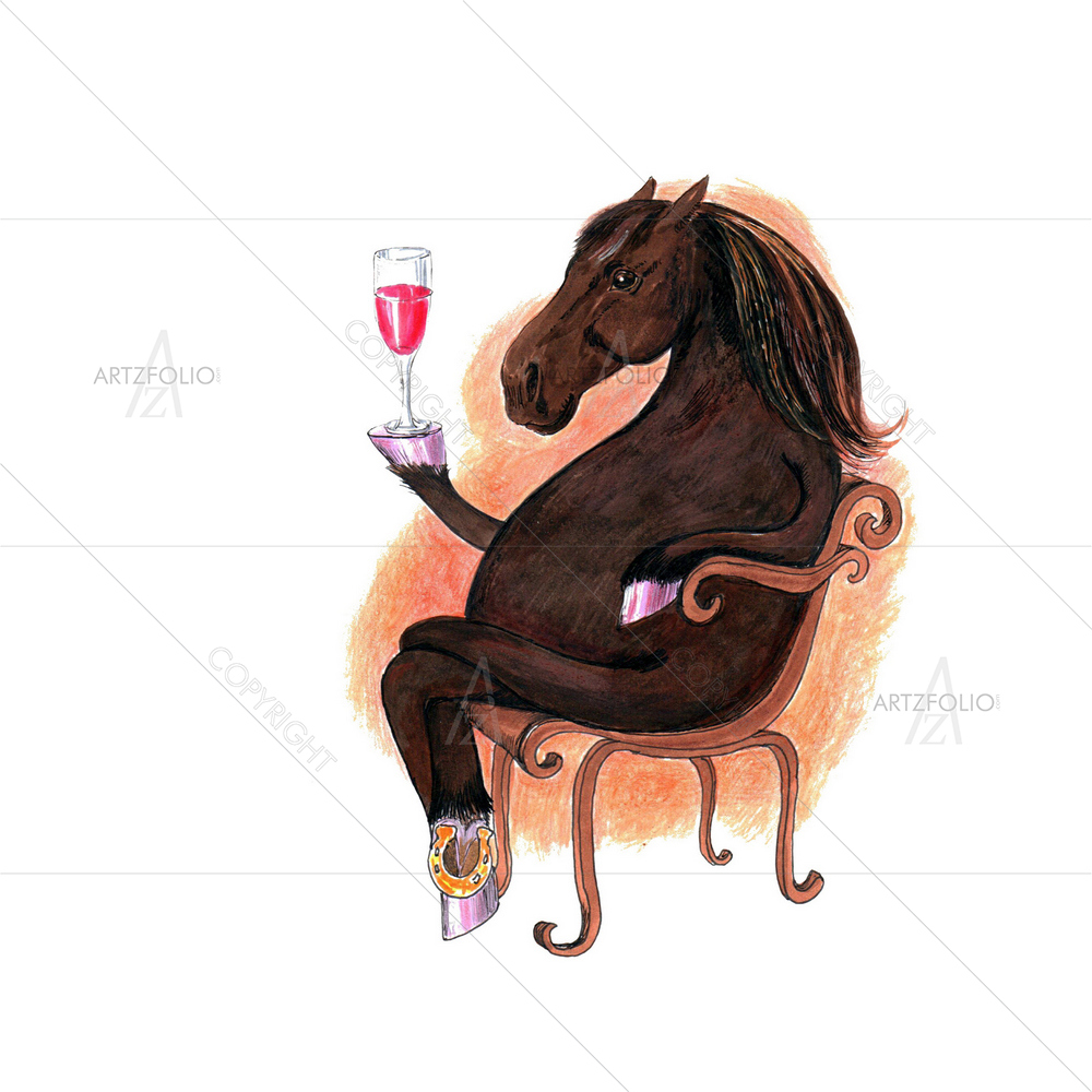 Horse with Wine Goblet — Animals custom art by ArtzFolio