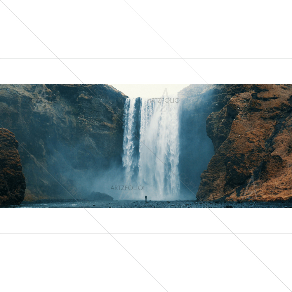 Woman Overlooking Waterfalls, Skogafoss, Iceland — Automobiles custom art by ArtzFolio