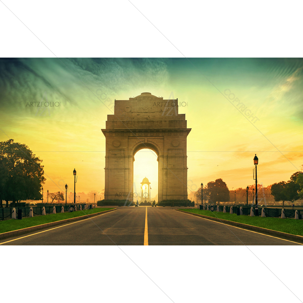 India Gate, Delhi D1 — Fluid marble custom art by ArtzFolio