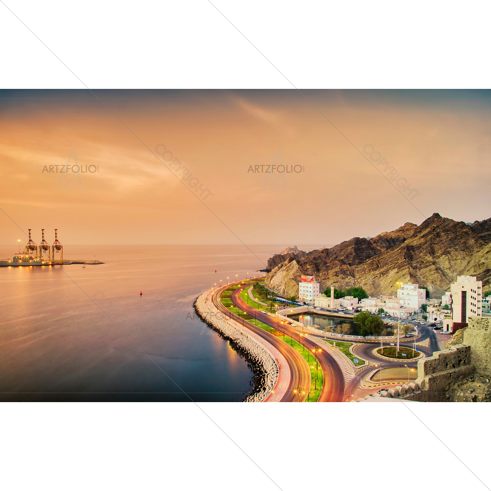 Mutrah Corniche Landscape, Muscat, Oman — Devotional custom art by ArtzFolio