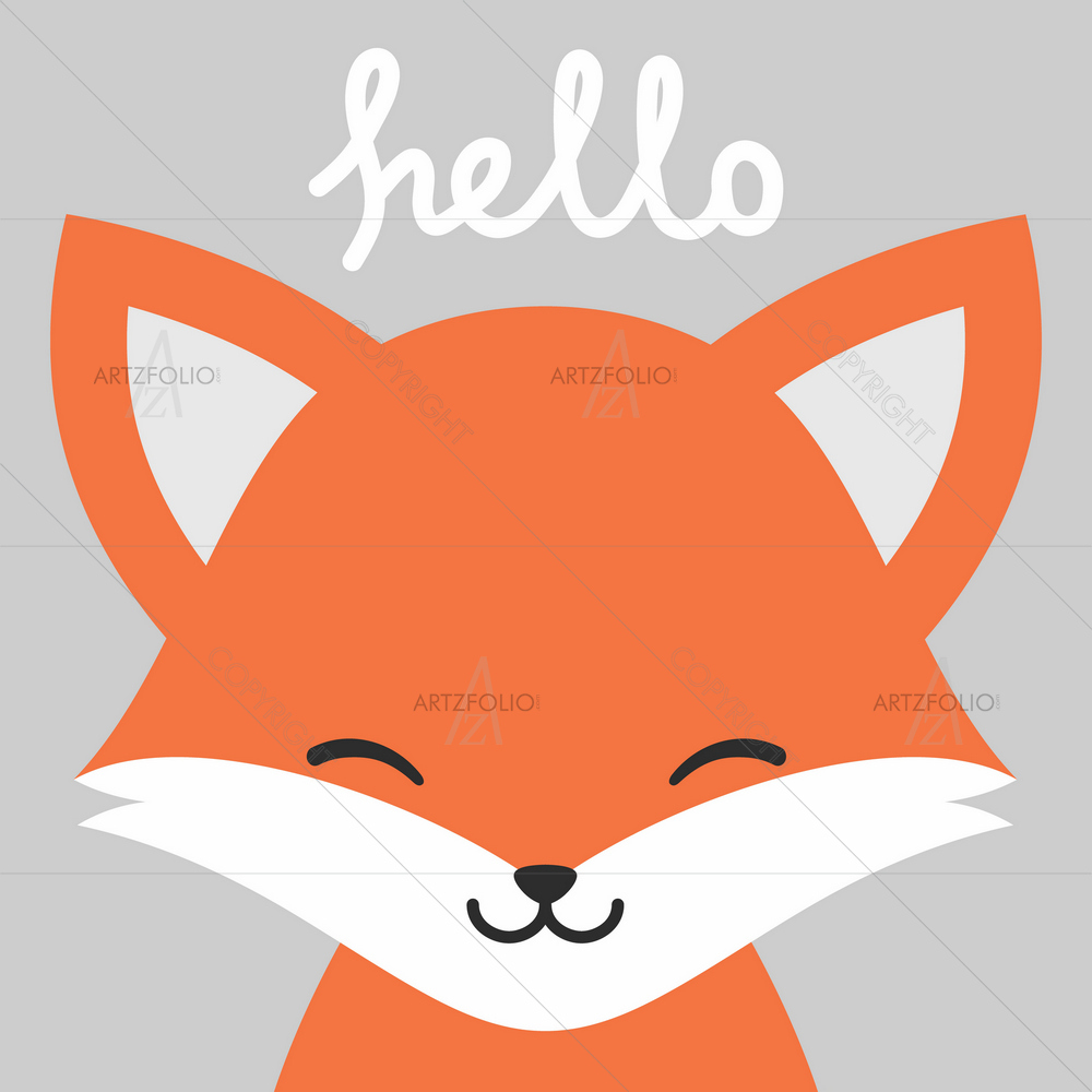 Baby Fox Saying Hello — custom-size art design 5013765