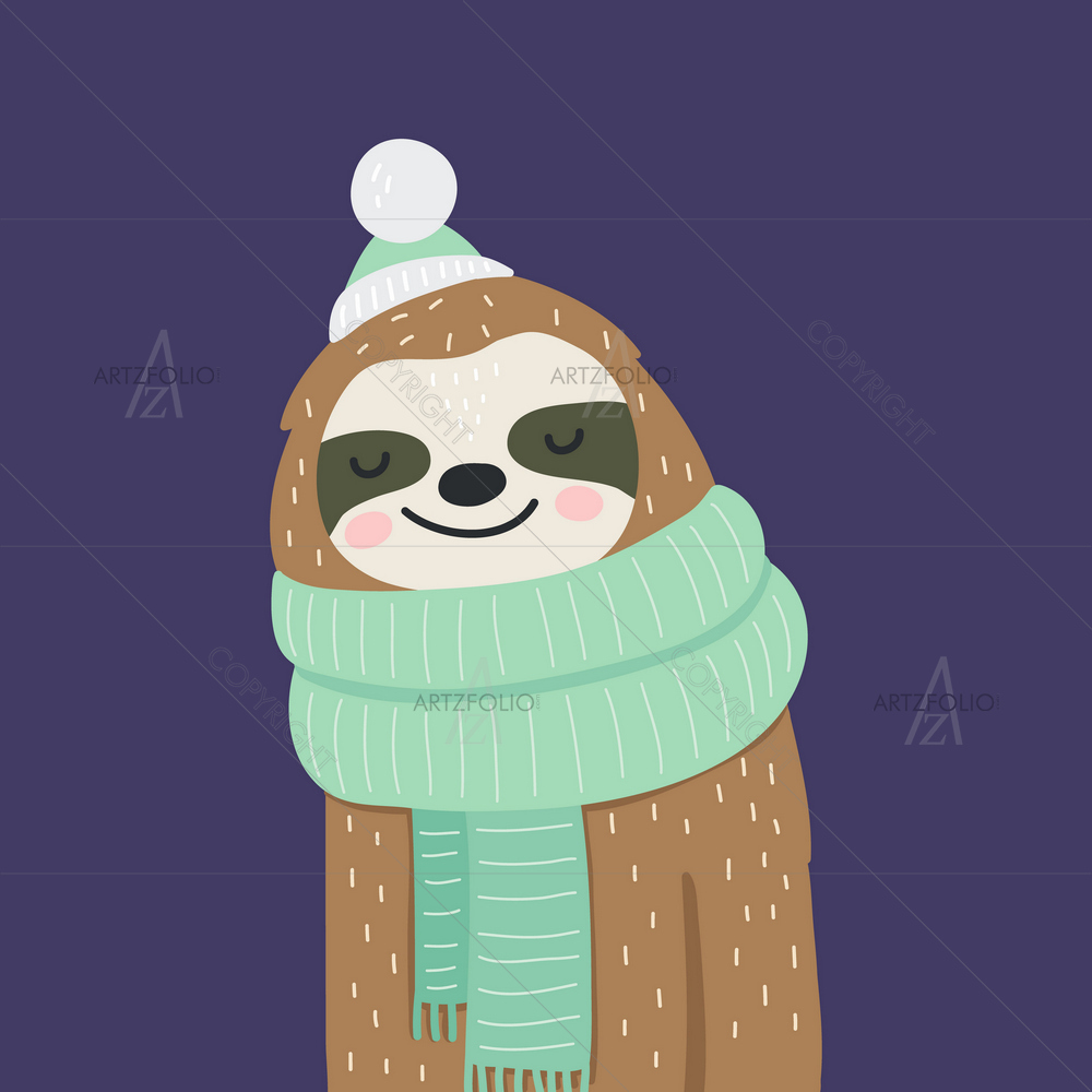 Baby Sloth Merry Christmas — custom-size art design 5013770