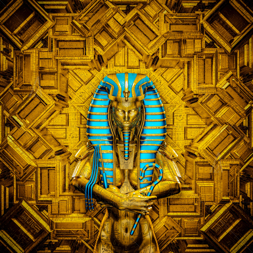 3D Golden Female Egyptian Pharaoh — custom-size art design 5013778