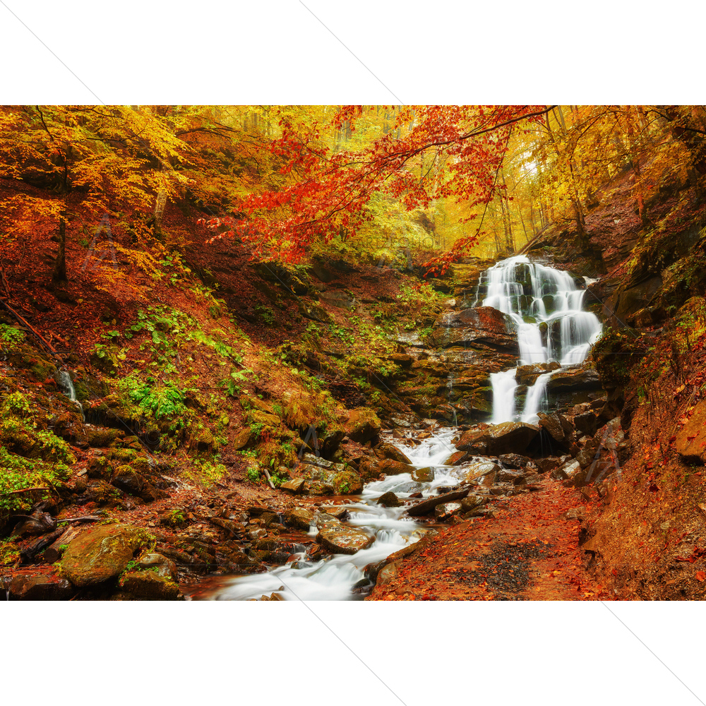 Waterfall in Forest Landscape — custom-size art design 5013784