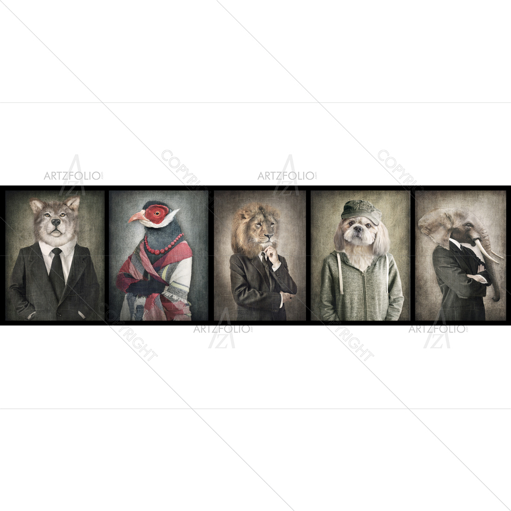 Animals in Clothes D2 — custom-size art design 5013792