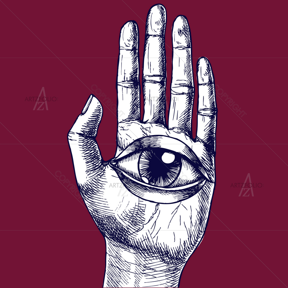 Human Hand and All-Seeing Eye — Devotional custom art by ArtzFolio