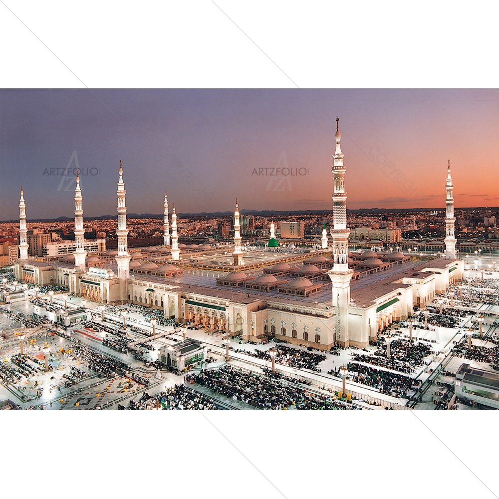 Al-Masjid An-Nabawi, Maghrib Prayer — Devotional custom art by ArtzFolio