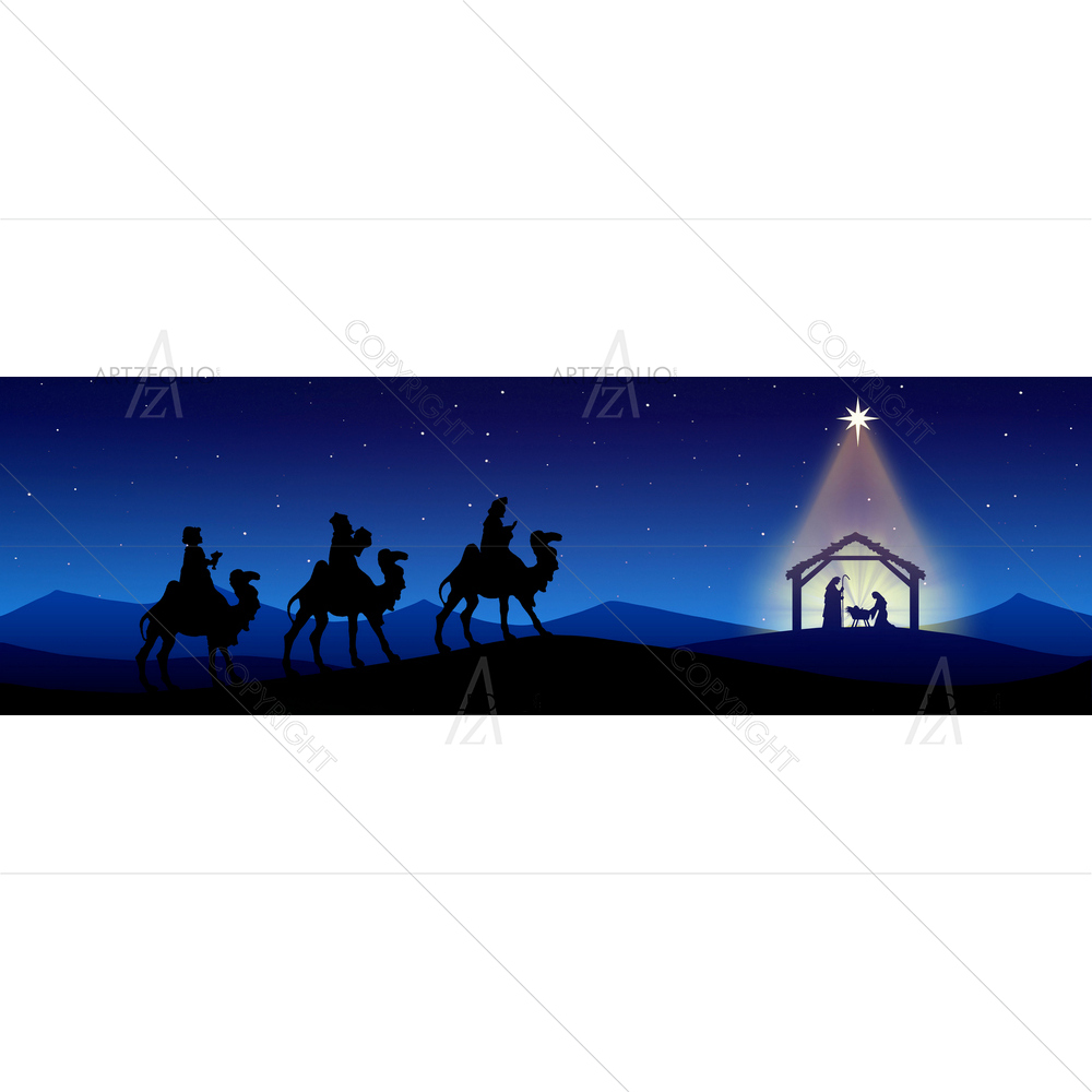 Men Going to Manger in Desert — custom-size art design 5013810