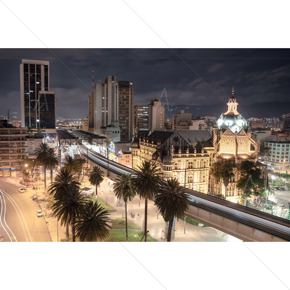 Medellina Subway and City Nightscape — custom-size art design 5013818