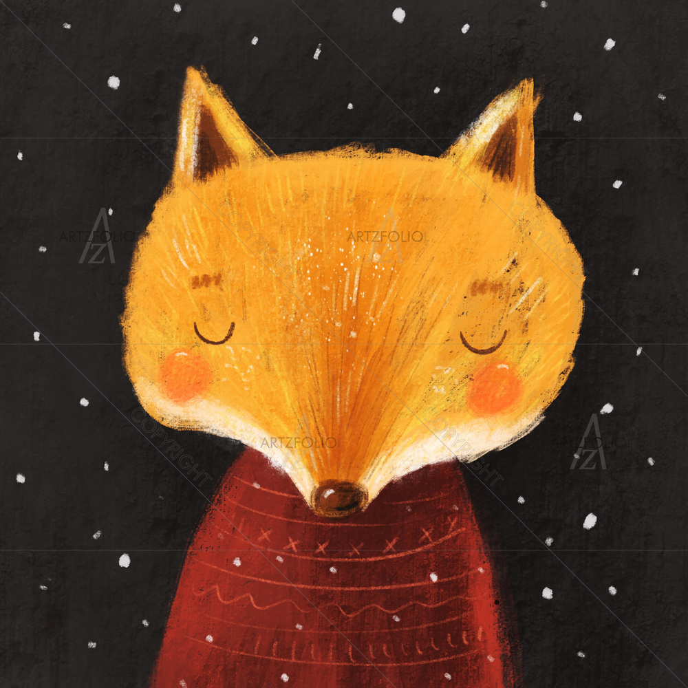 Cartoon Winter Fox — Devotional custom art by ArtzFolio