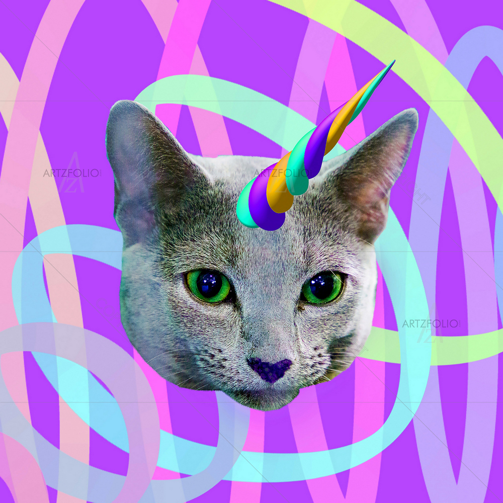 Minimal Cat Unicorn — custom-size art design 5013826