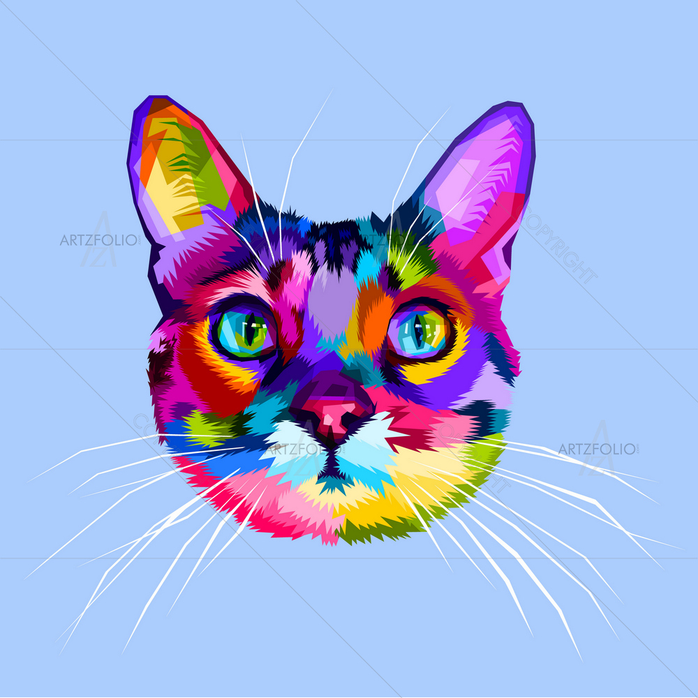 Colorful Cat Head — Abstract custom art by ArtzFolio